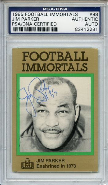 Jim Parker 98 Signed 1985 Football Immortals Card PSA/DNA