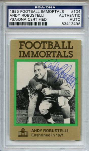 Andy Robustelli 104 Signed 1985 Football Immortals Card PSA/DNA