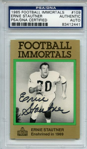 Ernie Stautner 109 Signed 1985 Football Immortals Card PSA/DNA