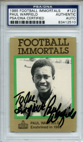 Paul Warfield 123 Signed 1985 Football Immortals Card PSA/DNA