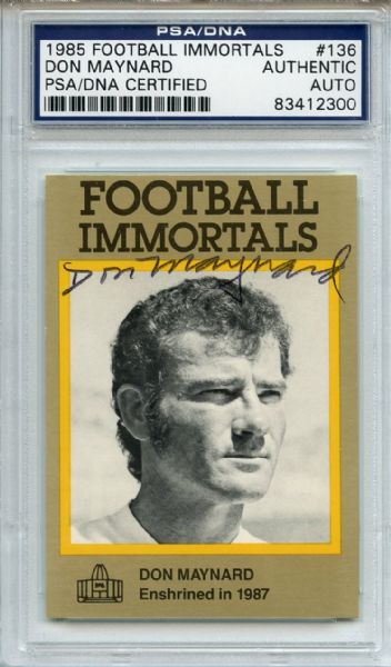 Don Maynard 136 Signed 1985 Football Immortals Card PSA/DNA