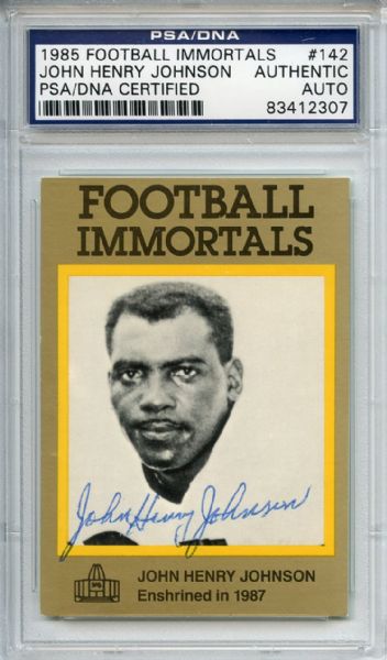 John Henry Johnson 142 Signed 1985 Football Immortals Card PSA/DNA