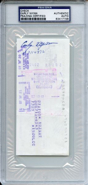 Early Wynn Signed Check PSA/DNA