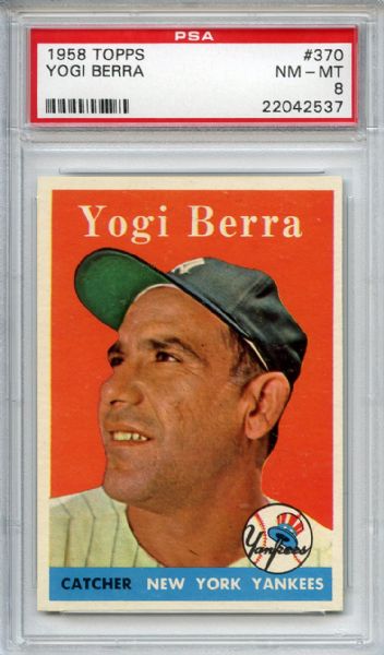 1958 Topps 370 Yogi Berra PSA NM-MT 8