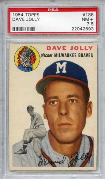 1954 Topps 188 Dave Jolly PSA NM+ 7.5