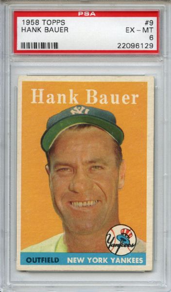 1958 Topps 9 Hank Bauer PSA EX-MT 6