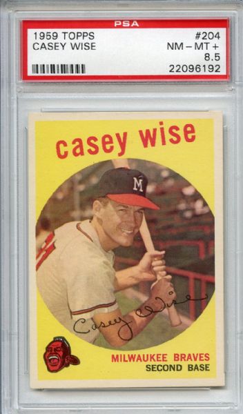 1959 Topps 204 Casey Wise PSA NM-MT+ 8.5
