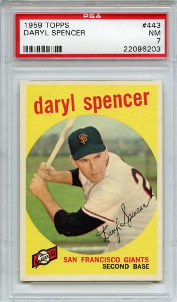 1959 Topps 443 Daryl Spencer PSA NM 7