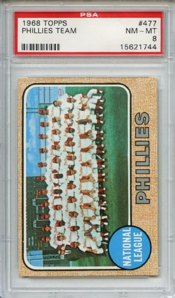 1968 Topps 477 Philadelphia Phillies Team PSA NM-MT 8