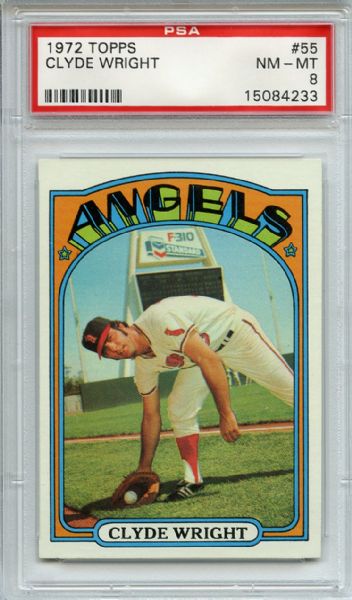 1972 Topps 55 Clyde Wright PSA NM-MT 8