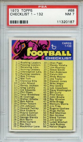 1973 Topps 68 Checklist PSA NM 7