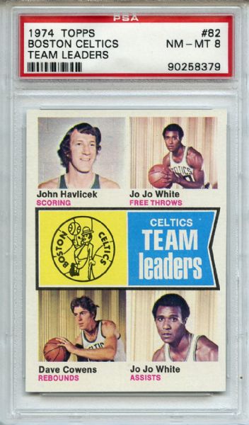 1974 Topps Celtics Leaders Havlicek PSA NM-MT 8