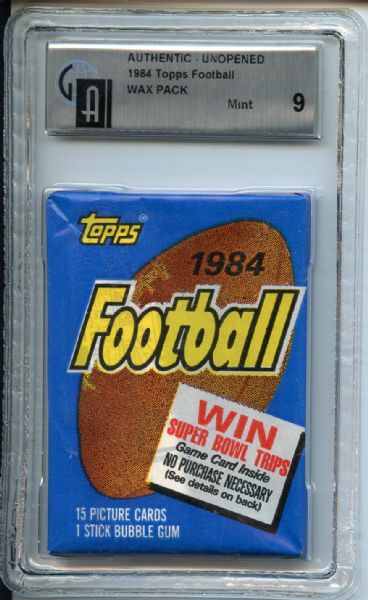 1984 Topps Football Unopened Wax Pack GAI MINT 9