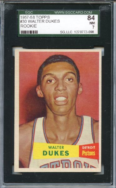 1957 Topps 30 Walter Dukes RC SGC NM 84 / 7
