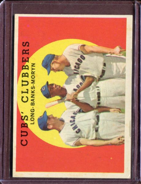 1959 Topps 147 Cubs Clubbers Dale Long/Ernie Banks/Walt Moryn EX #D4659