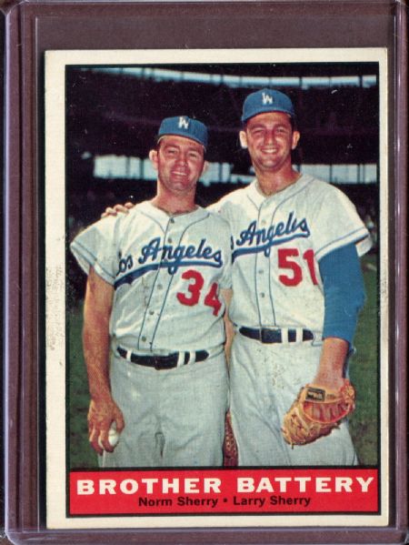 1961 Topps 521 Brother Battery Norm Sherry/Larry Sherry EX #D5812