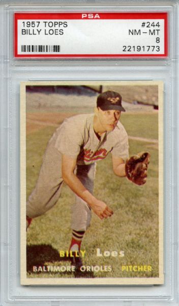 1957 Topps 244 Billy Loes PSA NM-MT 8