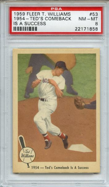 1959 Fleer Ted Williams 53 Comeback is a Success PSA NM-MT 8