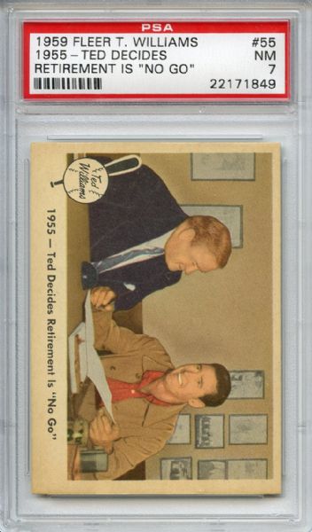 1959 Fleer Ted Williams 55 Decides Retirement is a No Go PSA NM 7