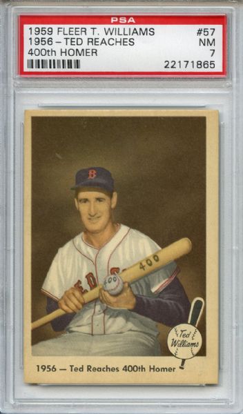 1959 Fleer Ted Williams 57 Reaches 400th Homer PSA NM 7
