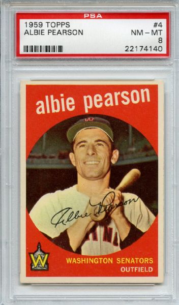 1959 Topps 4 Albie Pearson PSA NM-MT 8