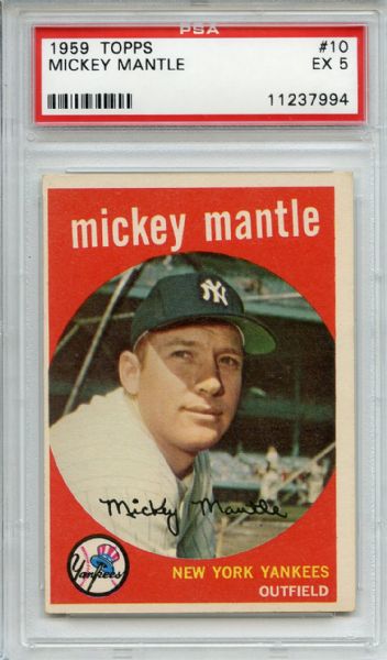 1959 Topps 10 Mickey Mantle PSA EX 5