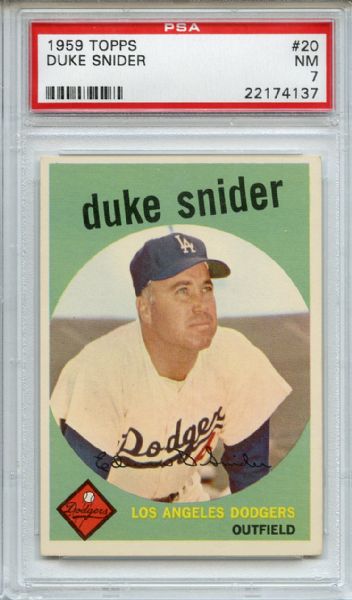 1959 Topps 20 Duke Snider PSA NM 7