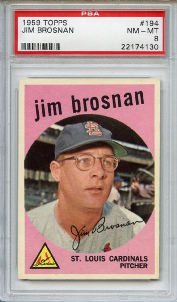 1959 Topps 194 Jim Brosnan PSA NM-MT 8
