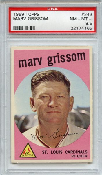 1959 Topps 243 Marv Grissom PSA NM-MT+ 8.5
