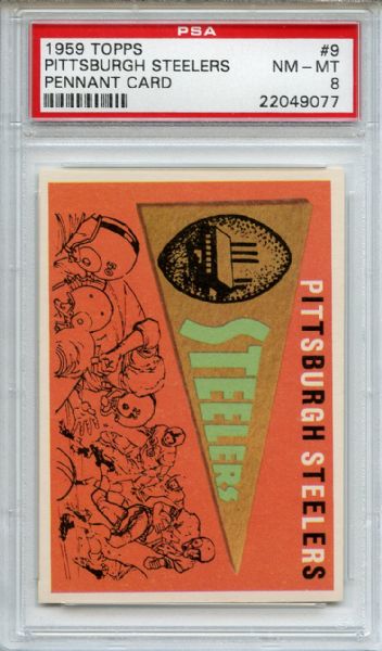 1959 Topps 8 Pittsburgh Steelers Pennant PSA NM-MT 8