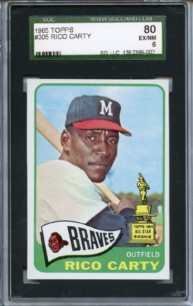 1965 Topps 305 Rico Carty SGC EX/MT 80 / 6