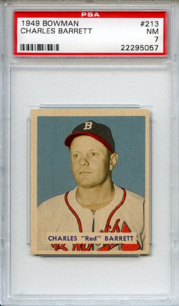 1949 Bowman 213 Charles Barrett PSA NM 7