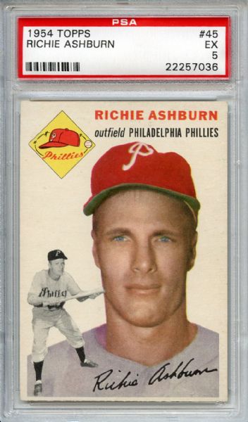 1954 Topps  45 Richie Ashburn PSA EX 5