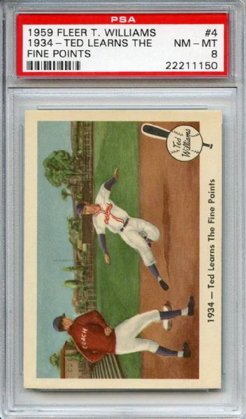 1959 Fleer 4 Ted Williams 1934 Leans The Fine Points PSA NM-MT 8