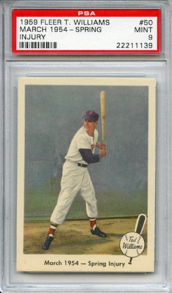 1959 Fleer 54 Ted Williams March 1954 Spring Injury PSA MINT 9