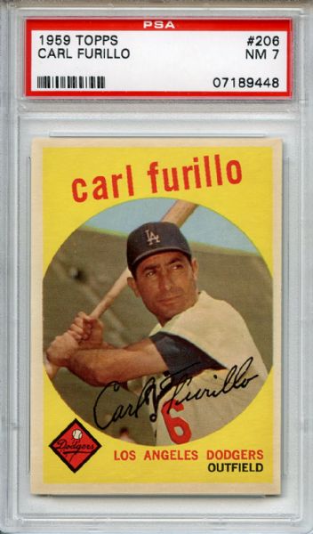 1959 Topps 206 Carl Furillo PSA NM 7