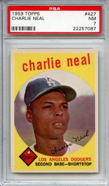 1959 Topps 427 Charlie Neal PSA NM 7