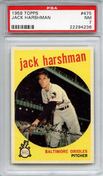 1959 Topps 475 Jack Harshman PSA NM 7