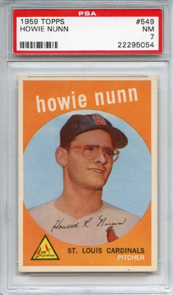 1959 Topps 549 Howie Nunn PSA NM 7