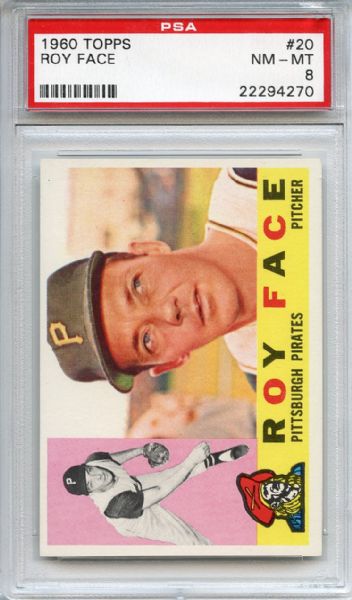1960 Topps 20 Roy Face PSA NM-MT 8