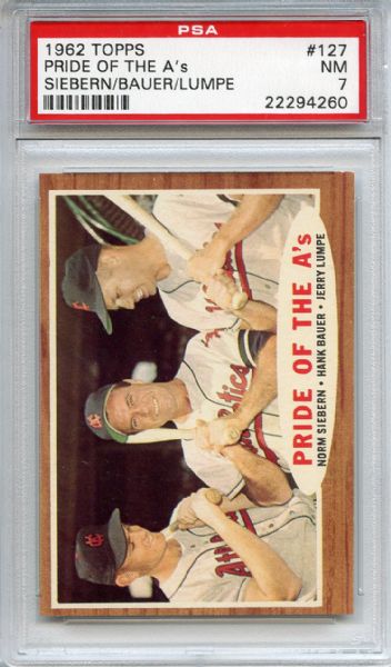 1962 Topps 127 Pride of the A's PSA NM 7