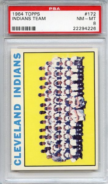 1964 Topps 172 Cleveland Indians Team PSA NM-MT 8