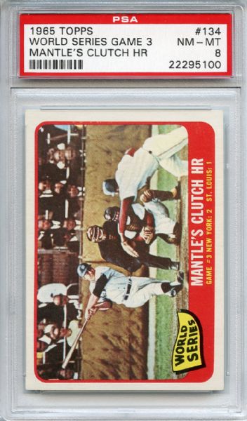 1965 Topps 134 World Series Game 3 Mickey Mantle PSA NM-MT 8