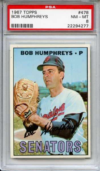 1967 Topps 478 Bob Humphreys PSA NM-MT 8