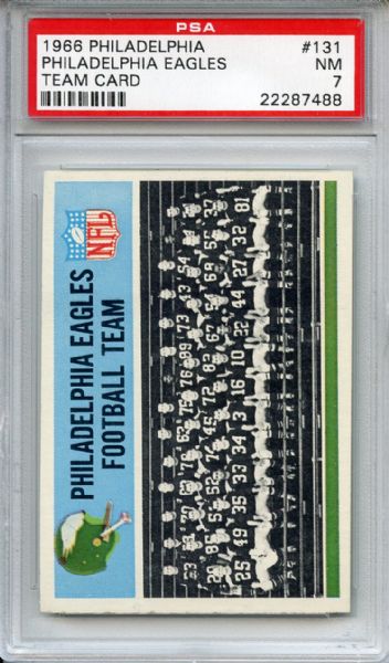 1966 Philadelphia 131 Philadelphia Eagles Team PSA NM 7