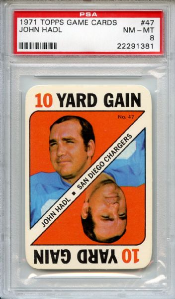 1971 Topps Game Cards 47 John Hadl PSA NM-MT 8