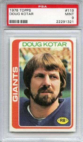 1978 Topps 119 Doug Kotar PSA MINT 9