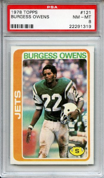 1978 Topps 121 Burgess Owens PSA NM-MT 8