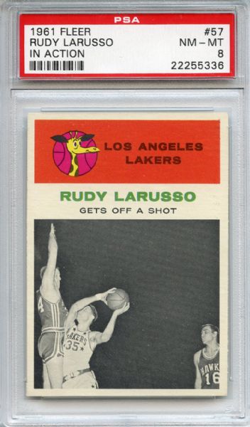 1961 Fleer 57 Rudy LaRusso In Action PSA NM-MT 8