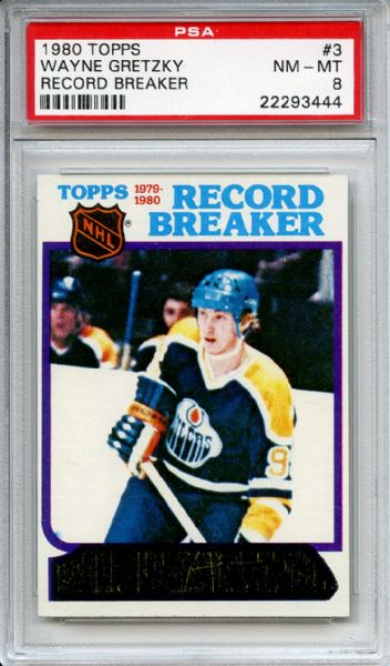 1980 Topps 3 Wayne Gretzky Record Breaker PSA NM-MT 8